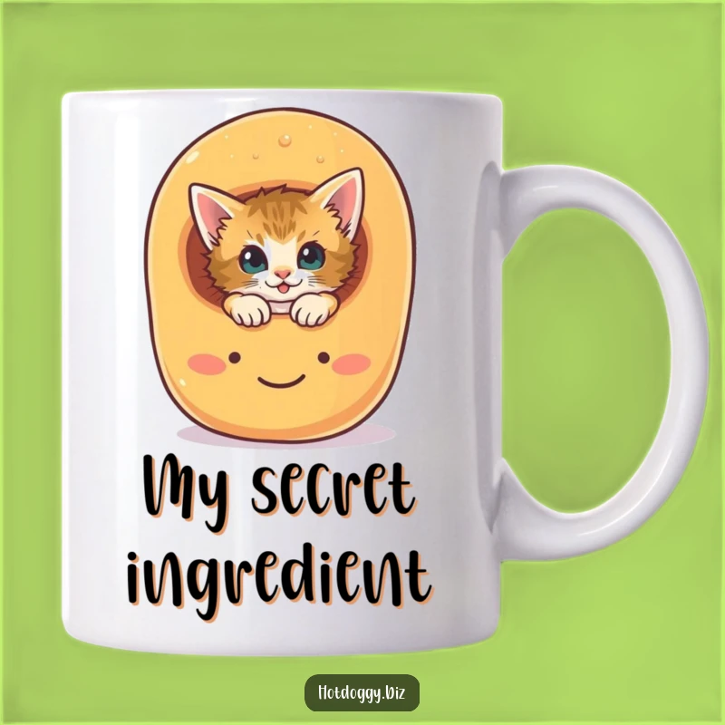 Funny Curious Kitten Hot Dog Bun Mug: Peek-a-Boo Surprise Gift