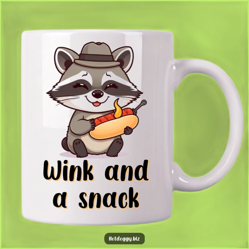 Funny Raccoon Fedora Hot Dog Mug: A Cheeky Gift for Culinary Connoisseurs