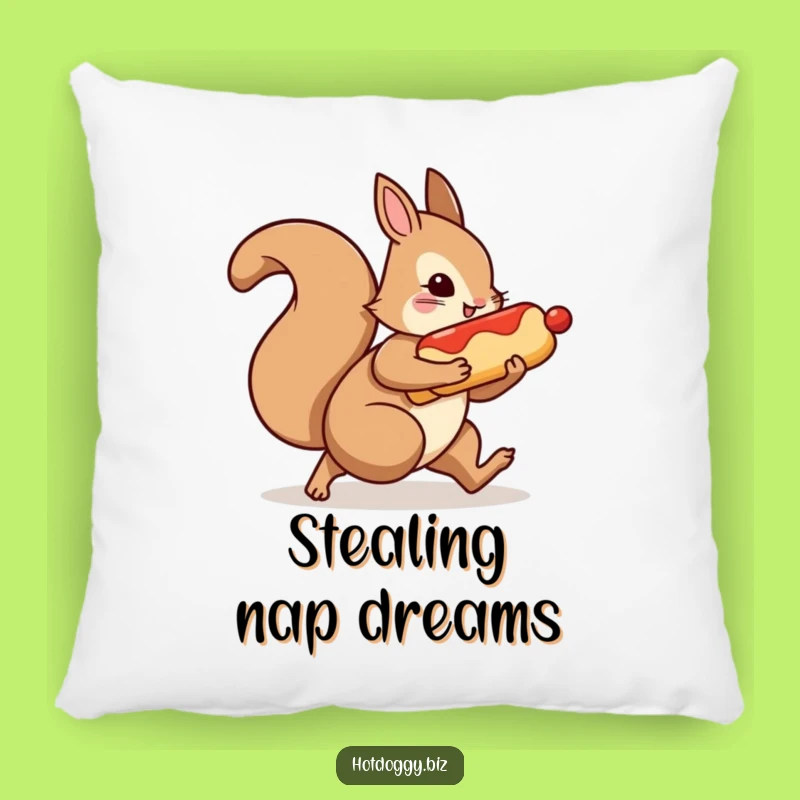 Funny Squirrel Hot Dog Pillow: Snuggle Up With This Cheeky Treat!