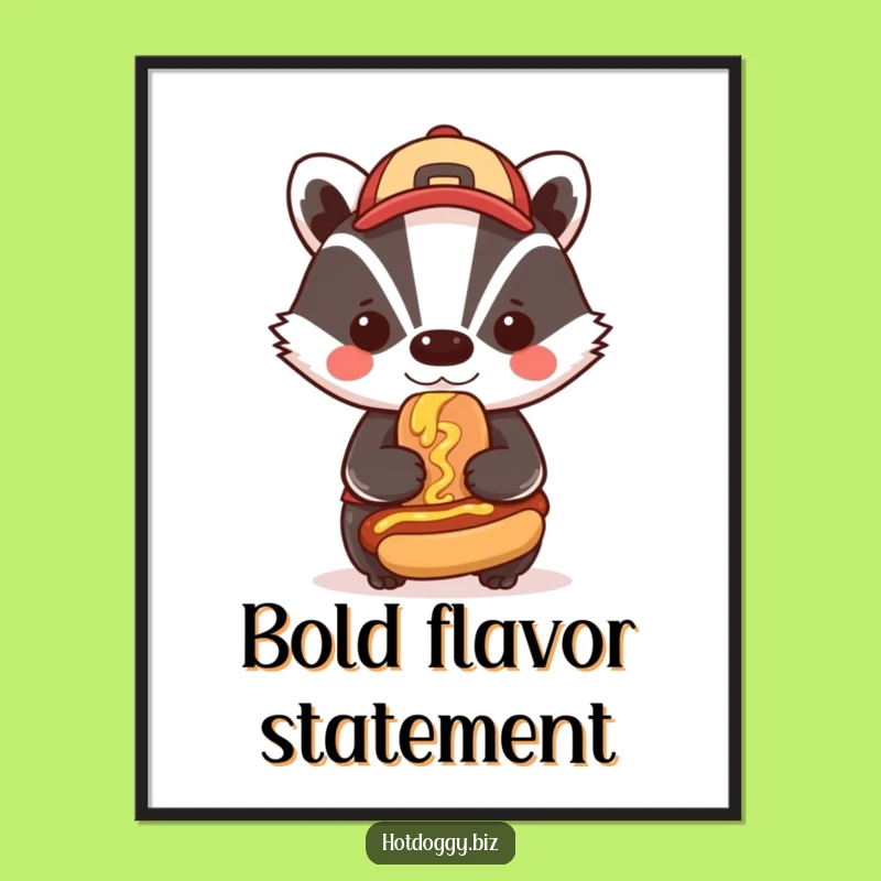 Funny Badger Mustard Hot Dog Digital Print: Instant Boldness for Your Walls