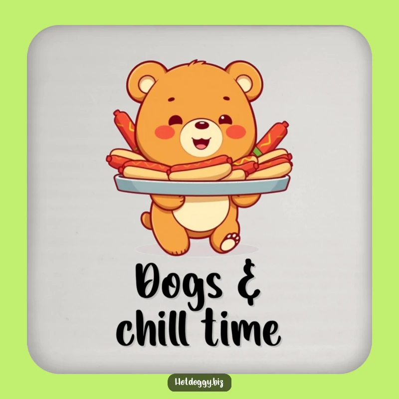 Funny Bear Cub Hot Dog Coasters - Protect Surfaces with Hilarious Style!