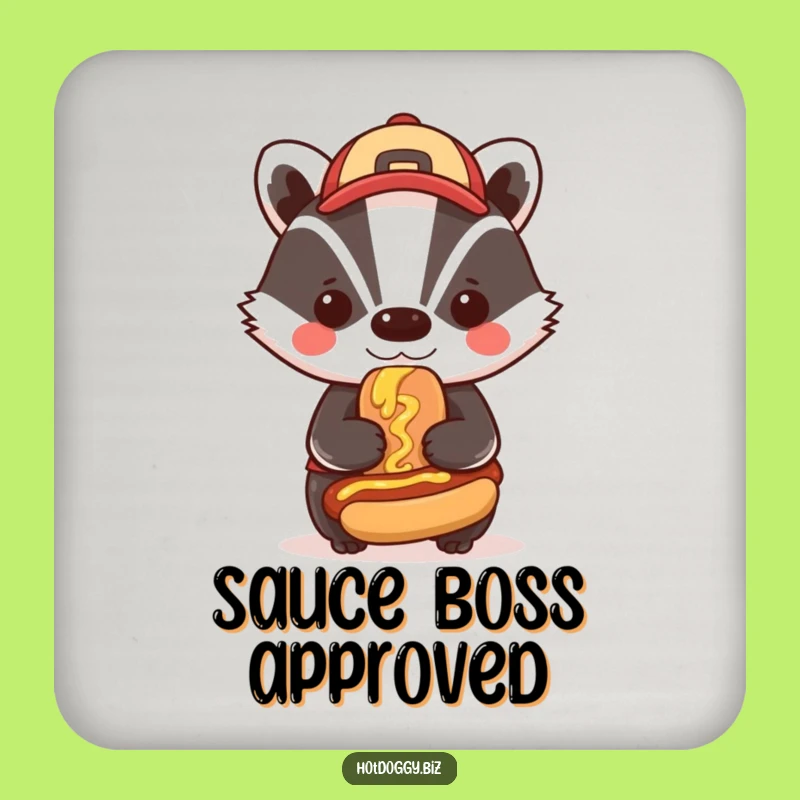 Funny Badger Mustard Hot Dog Coaster: Bold Protection for Your Surfaces