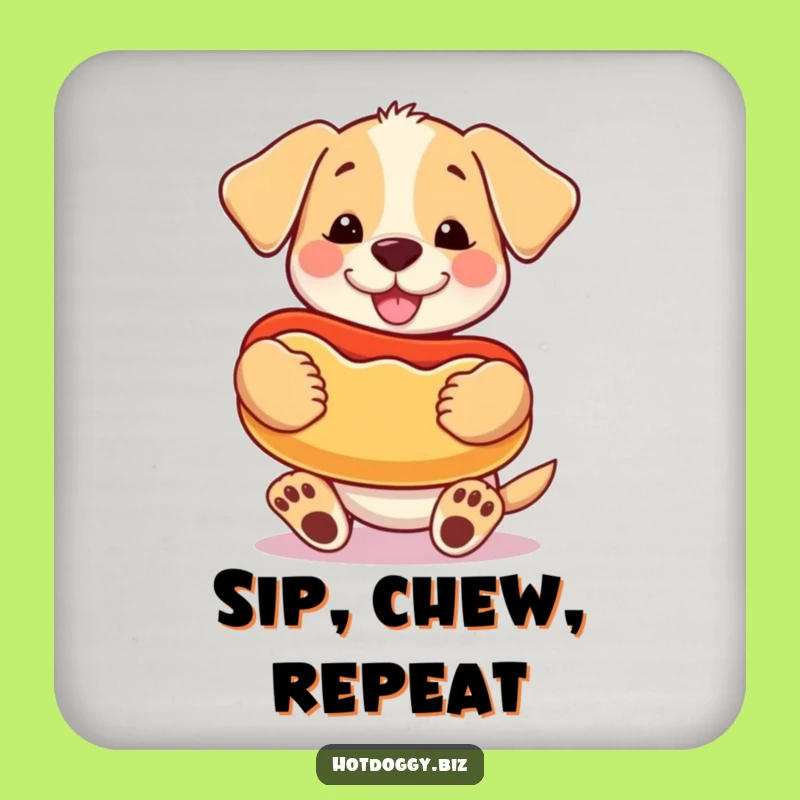 Funny Puppy Hot Dog Coaster Set: Prized Toy Drink Protector Gift