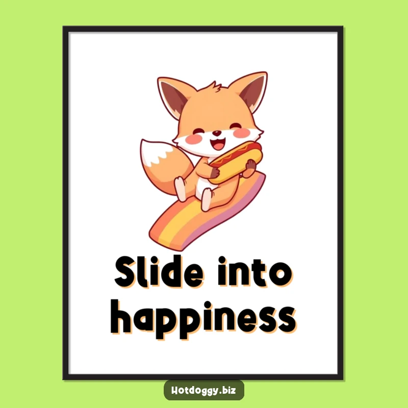 Funny Fox Rainbow Hot Dog Poster: Bring Vibrant Joy and Whimsy Home