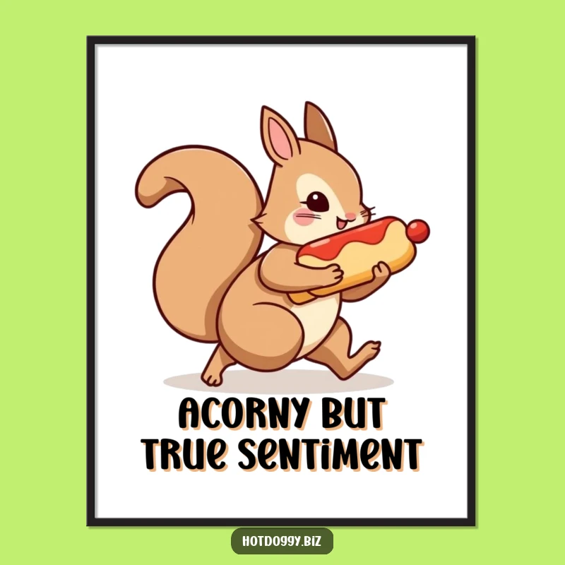 Funny Free Printable Wall Art: Squirrel Hot Dog Bandit - Quirky Downloadable Decor