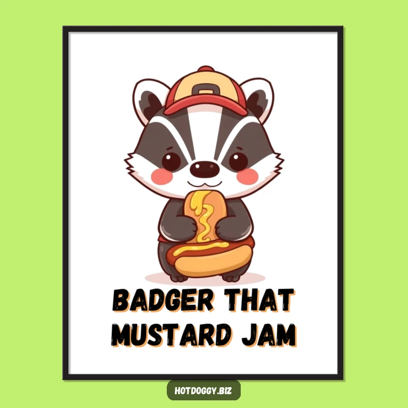 Free Printable Wall Art: Cool Badger Hot Dog - Funny Downloadable Statement Piece!
