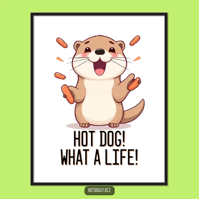 Free Printable Wall Art: Otter Juggling Hot Dogs - Quirky Animal Downloadable Decor