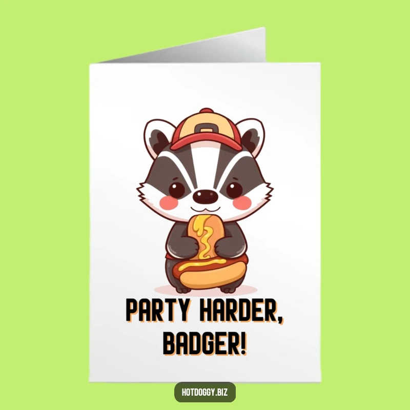 Free Printable Birthday Card: Bold Badger Hot Dog - Hilarious Downloadable Surprise!