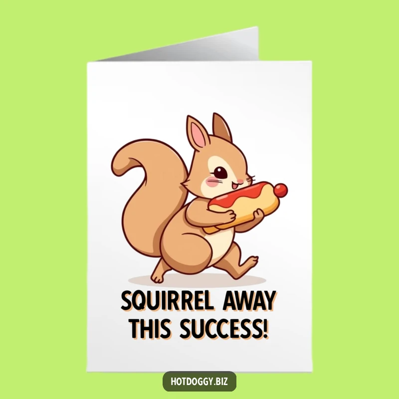 Free Printable Congrats Card: Squirrel with Hot Dog - Funny Downloadable