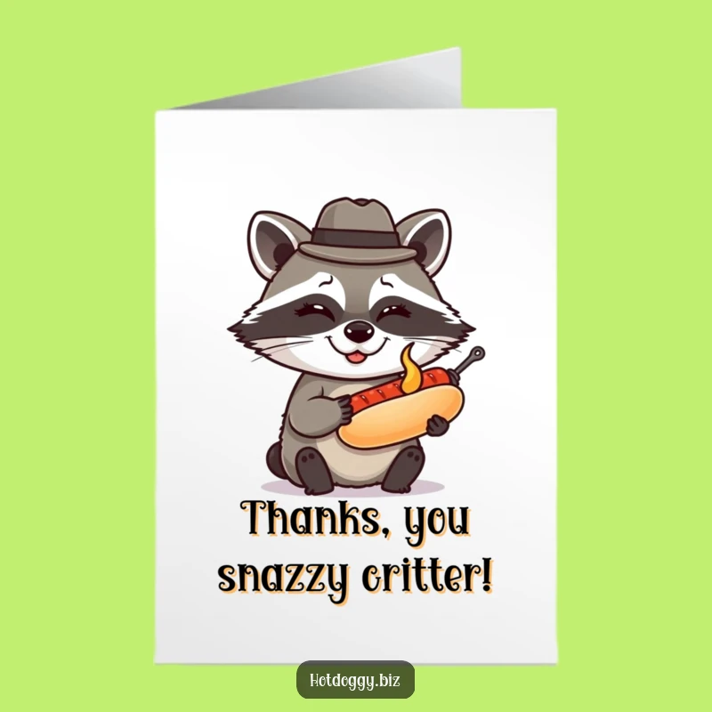 Free Printable Thank You Card: Raccoon Hot Dog - A Winking Downloadable Gesture!