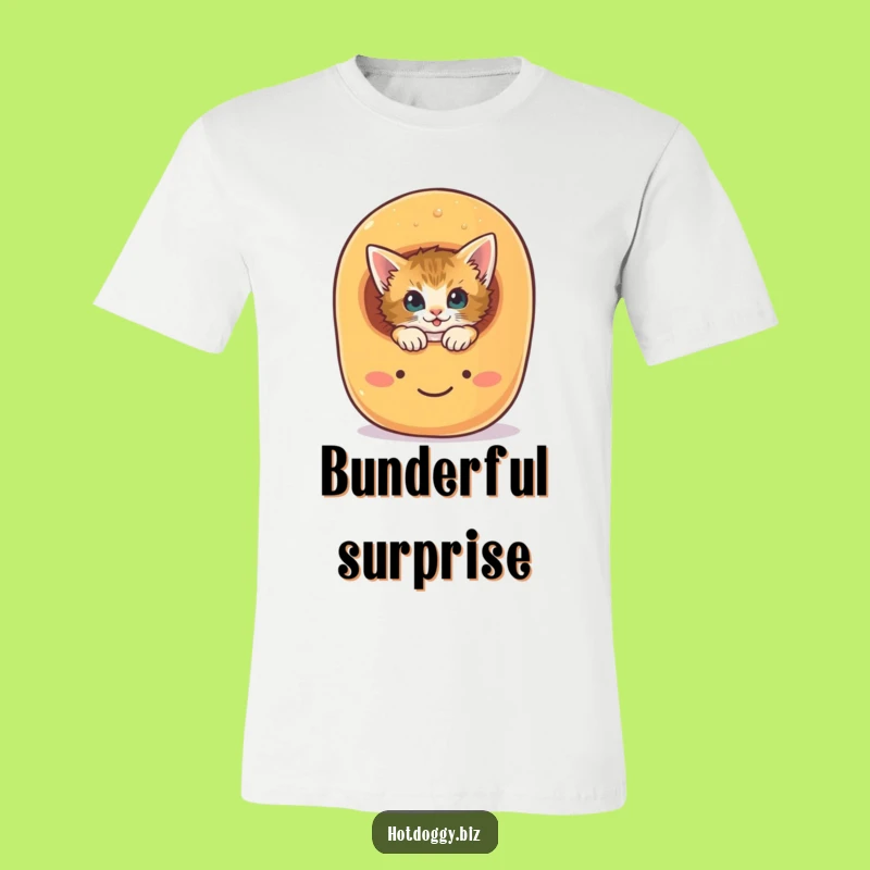 Funny Kitten Hot Dog Bun T-Shirt: Curious Peek Tee Gift