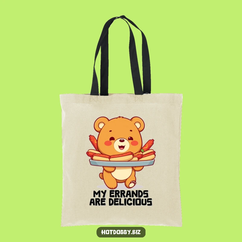 Funny Bear Cub Hot Dog Tote Bag - Carry Your Essentials with Hilarious Style!