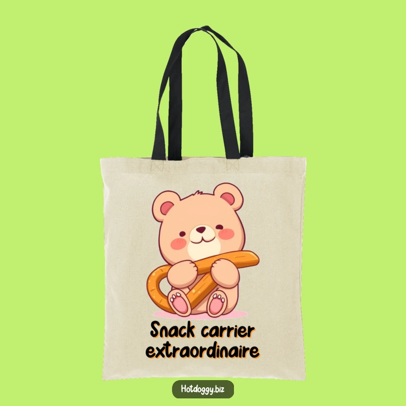 Funny Bear Pretzel Tote Bag: Carry Your Snacks And Smiles Everywhere!